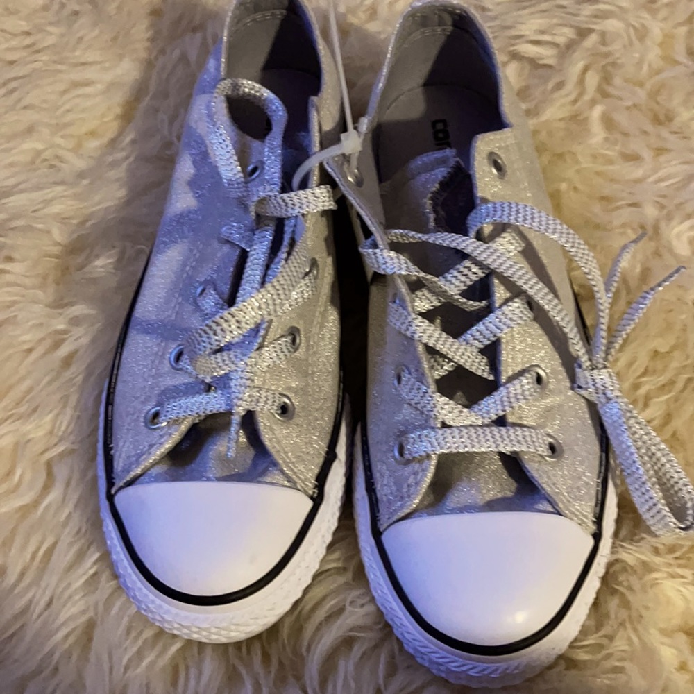 Metallic silver converse